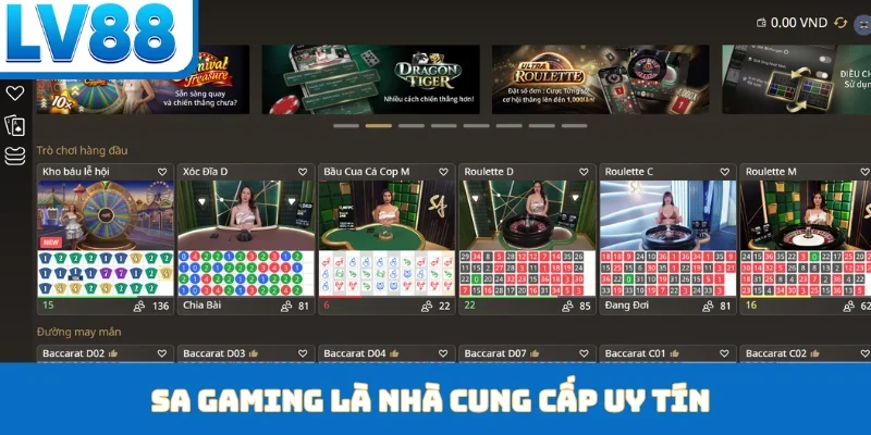 SA Gaming là nhà cung cấp uy tín