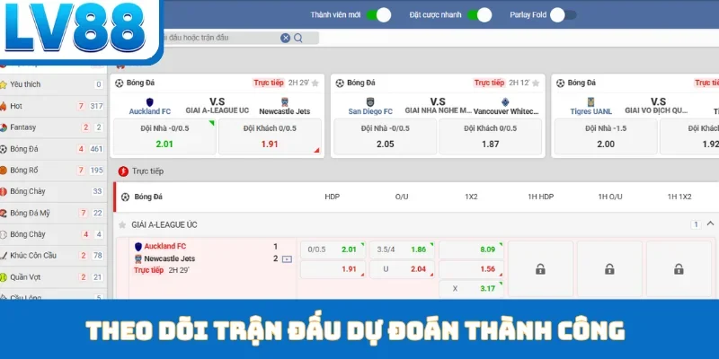 Theo dõi trận đấu dự đoán thành công